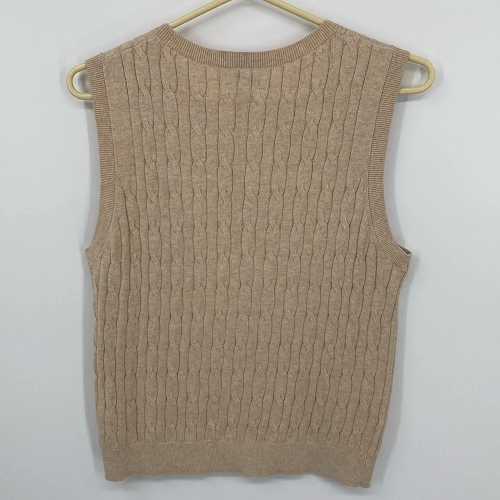 J. Crew Sleeveless Beige Cable Knit Sweater Size Medium